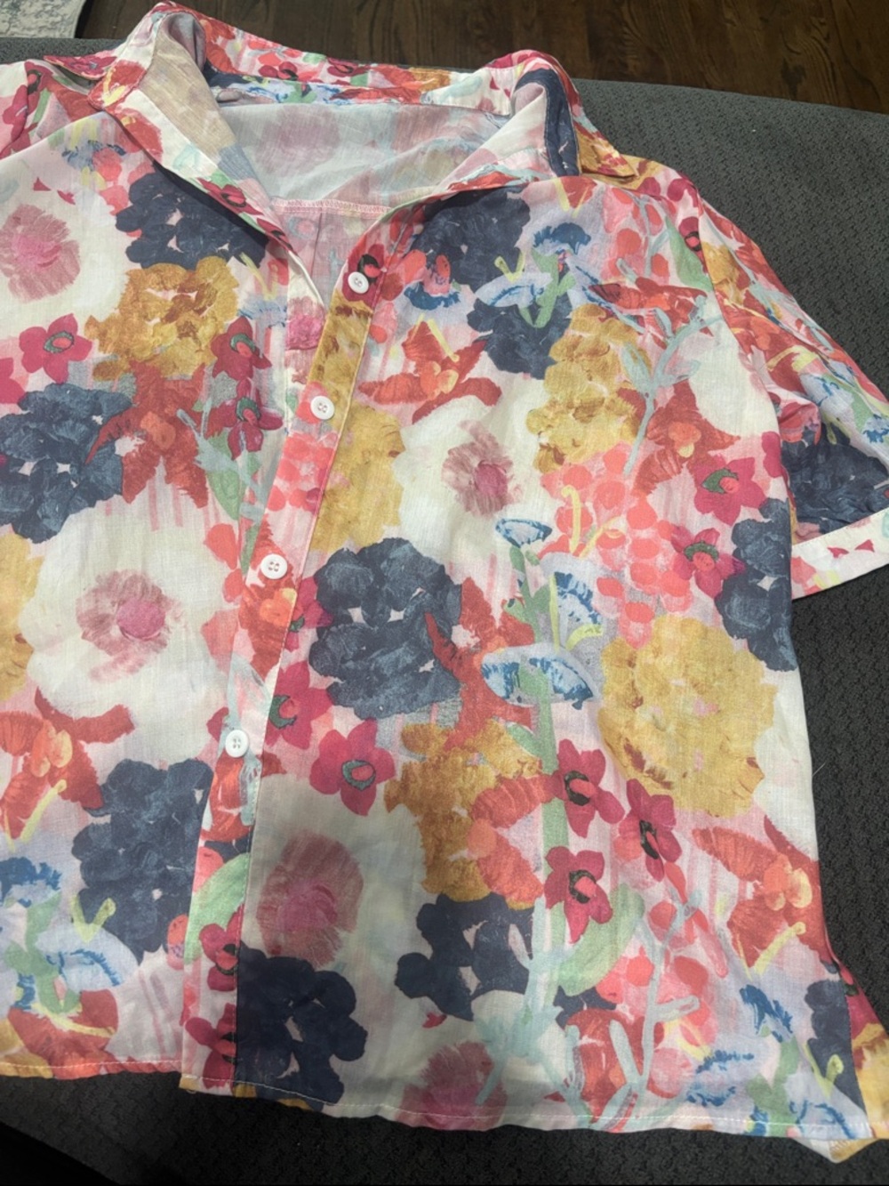⭐️2/$10 - Floral Short Sleeve Button Front Top - Multicolor